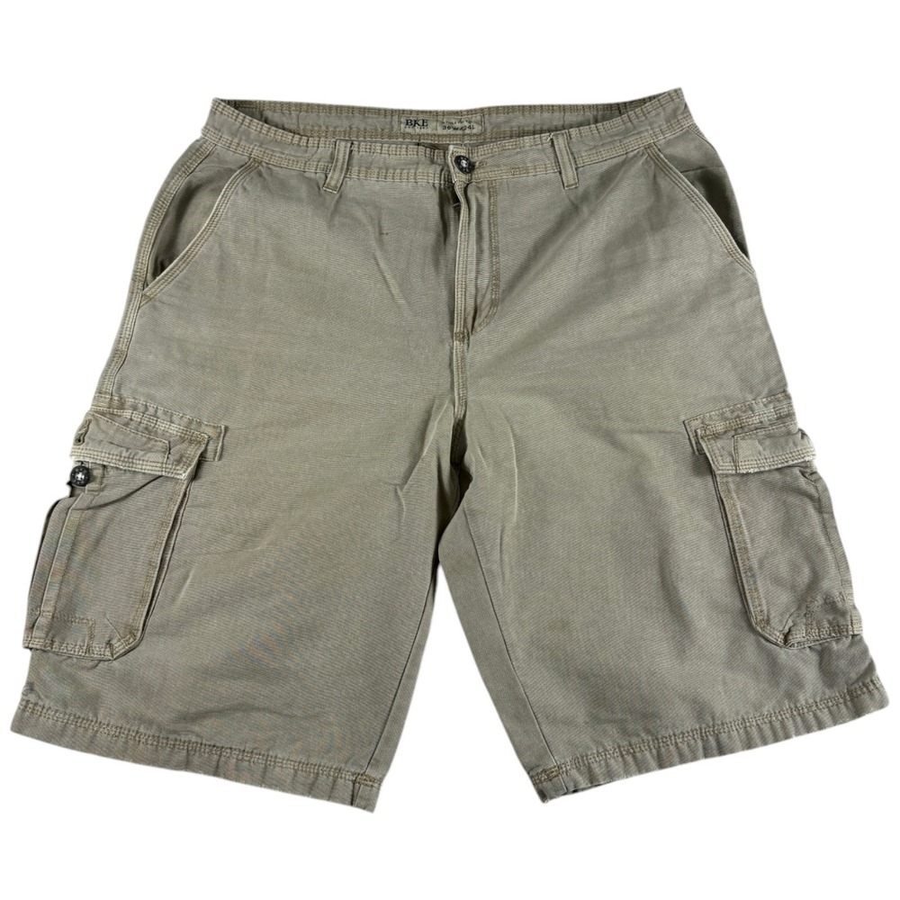 Buckle BKE Warren Athletic Fit Cargo Shorts Mens 36x24 Beige Cotton Flap Pockets